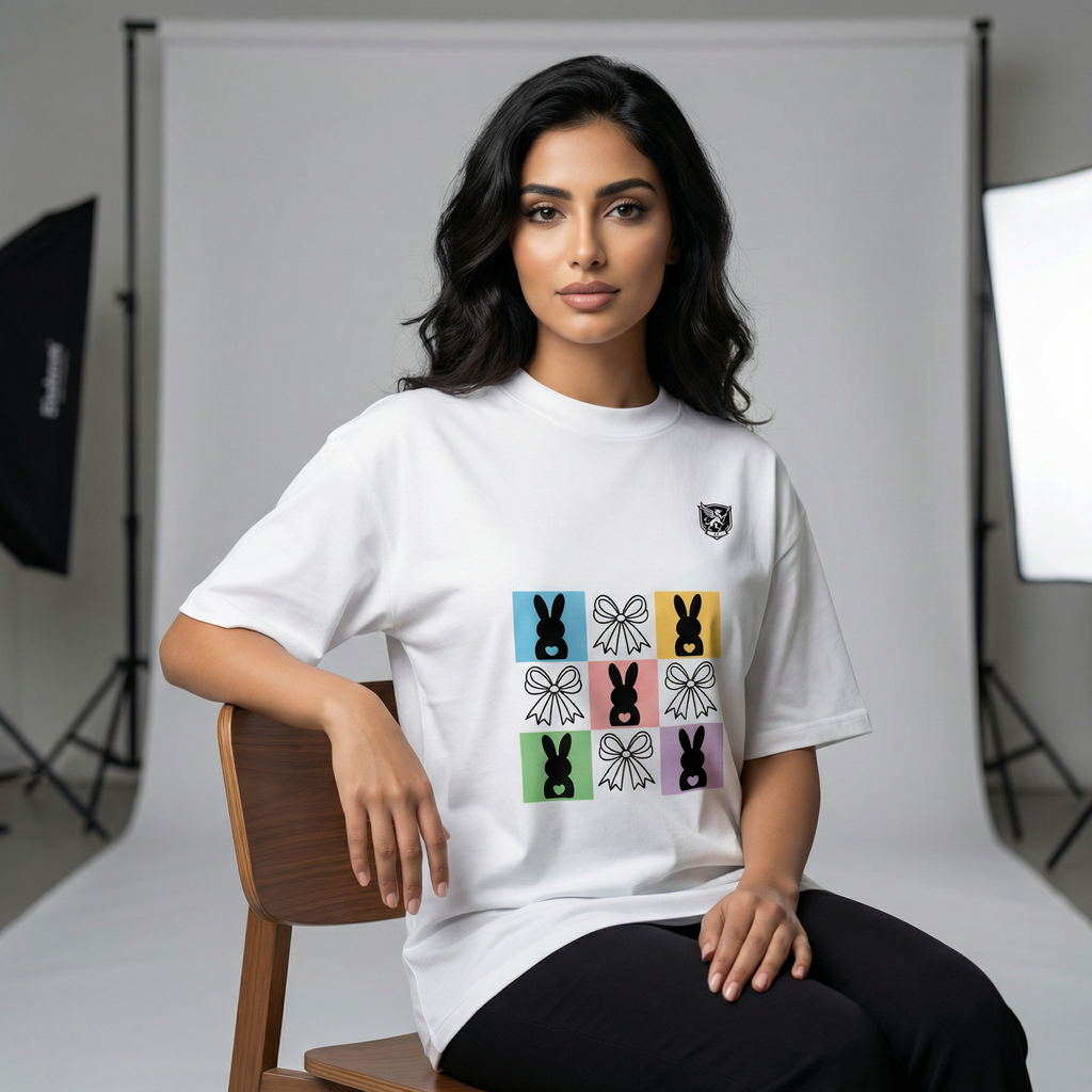 تيشيرت عضوي كبير الحجم بياقة عالية