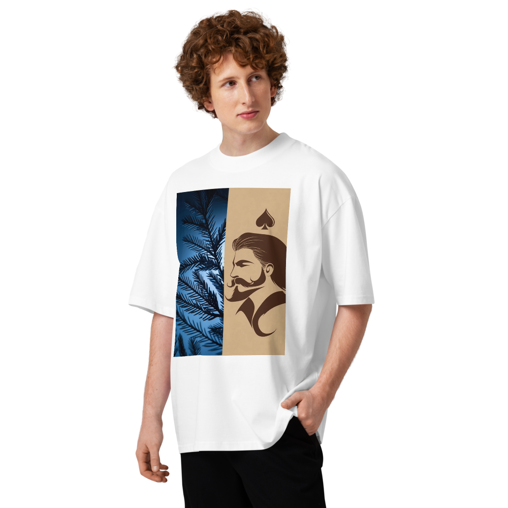 تيشيرت عضوي للجنسين، فضفاض، بياقة عالية